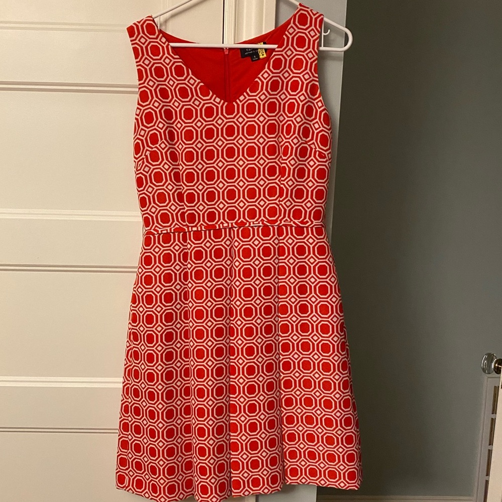Tahari red and white dress